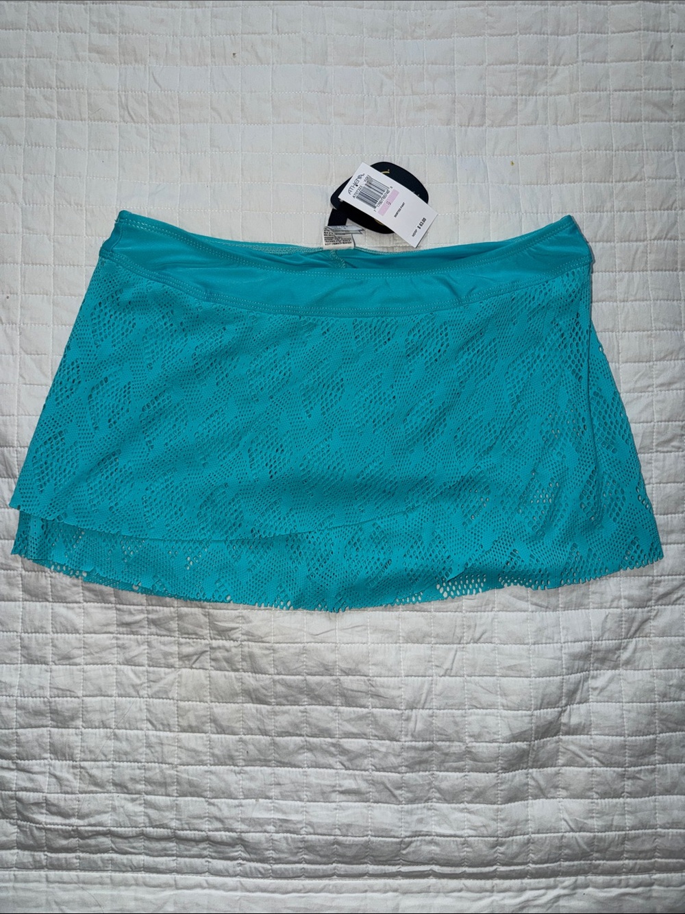 Athena Teal Lace Layered Mini Skirt - with bathing suit bottom attached